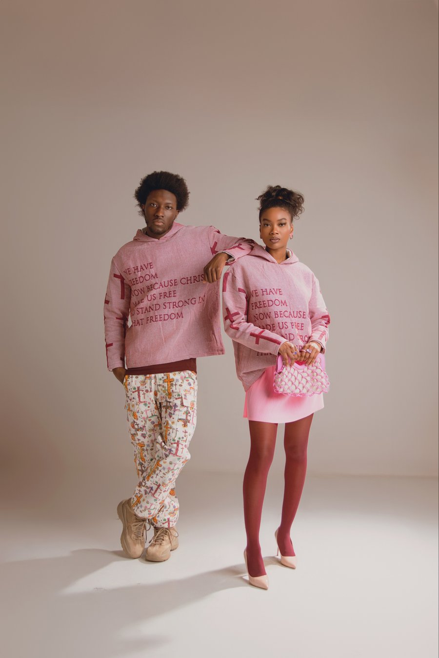 Image of PINK VINTAGE WOVEN HOODIE