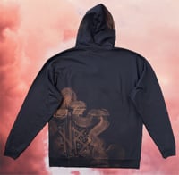 Image 2 of “GUARDIAN ANGEL” CUSTOM BLEACH PAINTED ZIP UP HOODIE LARGE