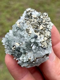 Image 2 of Cubic Pyrite & Fine Quartz Points Cluster Bulgaria Specimen #2613