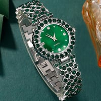 Image 2 of Women Fashion Watches Heart Rhinestone Ring Necklace Earring Jewelry Set Luxury Dress Quartz WristWa