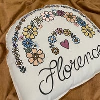 Image 3 of Personalised floral rainbow name cushion 