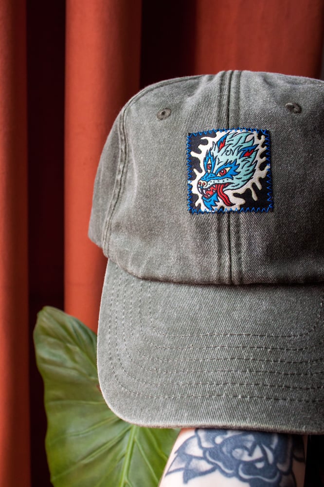 Image of Vintage Olive Wolf Dad Cap