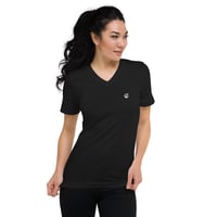 Unisex Short Sleeve V-Neck T-Shirt "Black w/ White Logo"