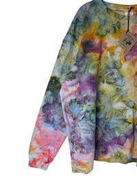 Image 6 of XL Unisex Ring Spun Cotton Blend Crew Sweatshirt in Appalachian Sunset Watercolors Ice Dye