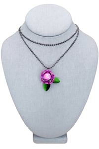 Image 1 of Ultra Hot Pink Rose Capture Crystal Pendant