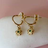 Image 1 of Mini Daisy Half Hoops with a twinkle of Green