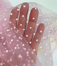 Image 3 of Swiss Dot Flocked Fabric - Rosy