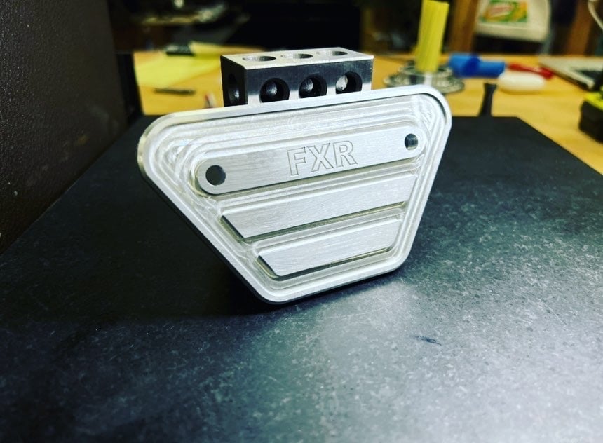 Image of Fxr side cover   Raw machined finish ( small lettering)