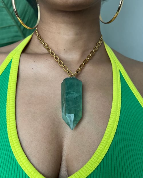 Image of BIG MAMA • Green Fluorite Large Crystal Necklace