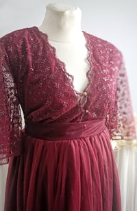 Image 2 of Burgundy dress for maternity photoshoot | Jenny | size S-M-L