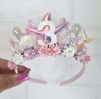 Image 5 of Pink mermaid birthday tiara crown