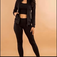 Image 1 of 3pc Activewear Set size in black
