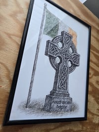 Image 2 of Celtic Cross with Irish Tricolour (A4 framed).