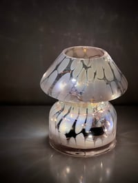 Image 1 of  METALLIC PINK GLASS LAMP