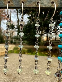 Image 13 of aquamarine boulder opal and prehnite earrings