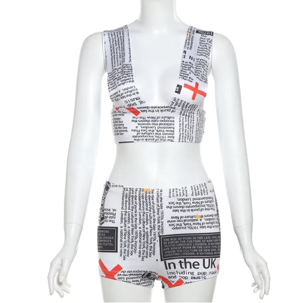 Image of Newspaper print short set