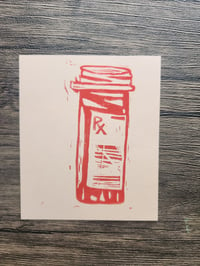 Image 1 of 'rx' - cream & red - one off BLOCKPRINT