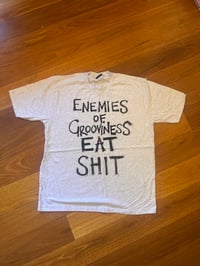 Image 2 of ‘Enemies’  light grey T Shirt with black text (XXL)