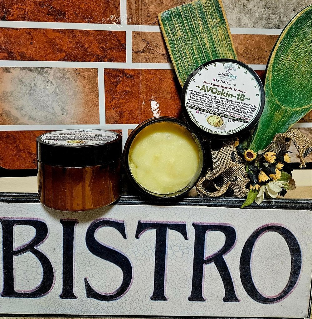 AVOskin-18! Anti-Aging Avocado Body Butter.  Luxurious. Exotic. Smooth. Silky/Acne. Eczema. SPF15. 