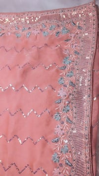 Image 2 of Binisha Peach_Soft Sequin Work Saree
