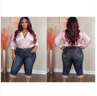 Image 1 of NWT Sz 18 Old Skool Denim Capri #898*1.9