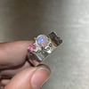 Moonstone and tourmaline ring