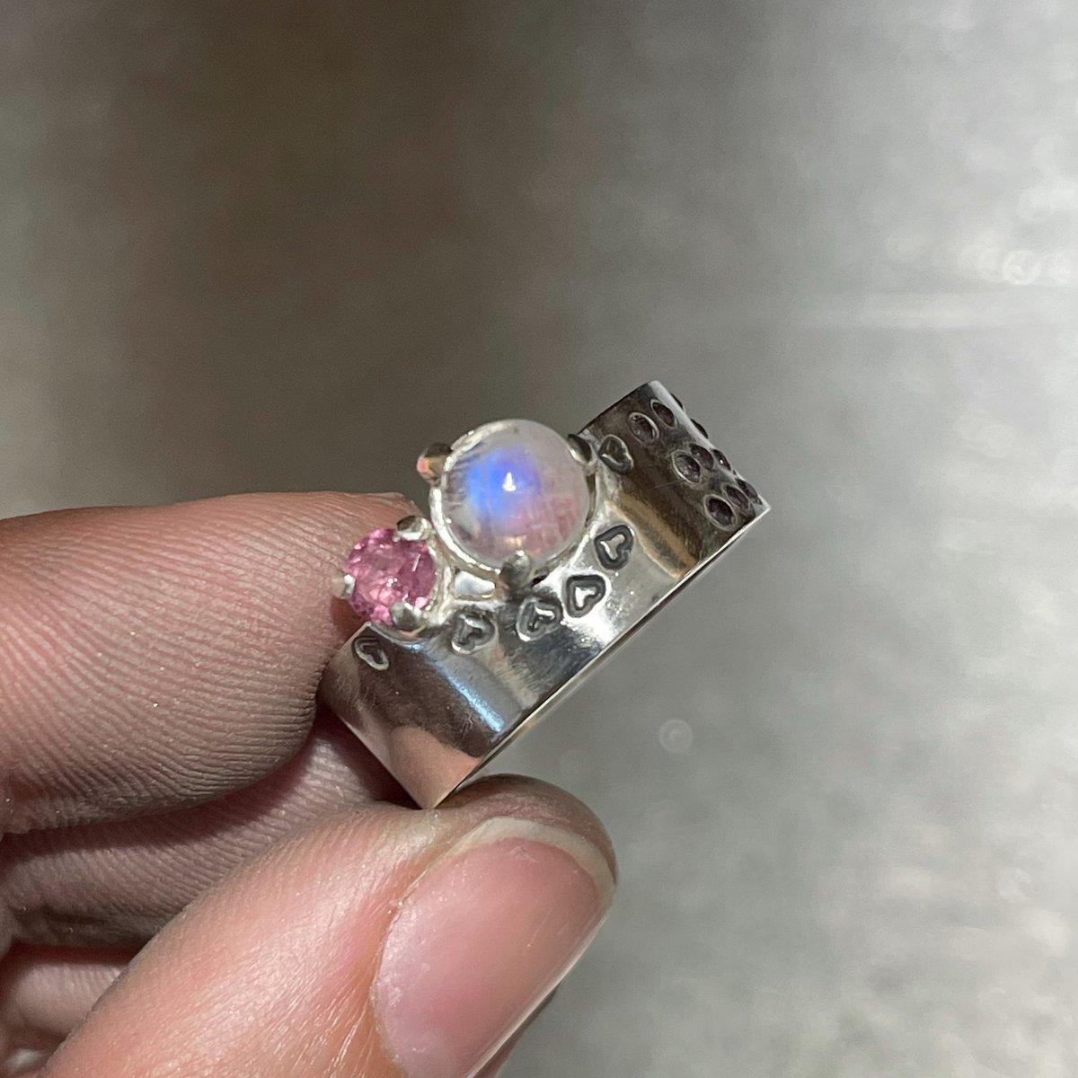 Image of Moonstone and tourmaline ring