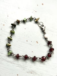 Image 3 of garnet and green turquoise bracelet
