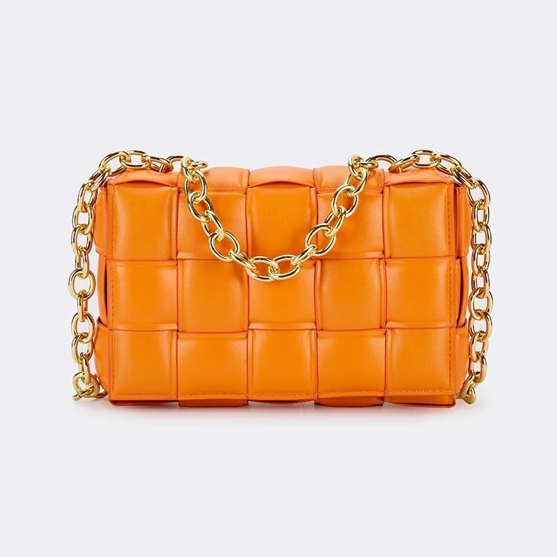 Image of Orange Quilted Handbag