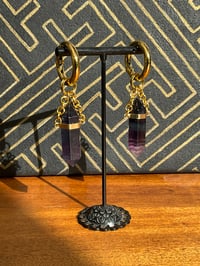 Image 3 of Gold Fluorite prism hanging ear weights