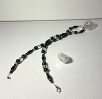 Image 2 of Clear Crystal Quartz & MAGNETIC Hematite Necklace 19"