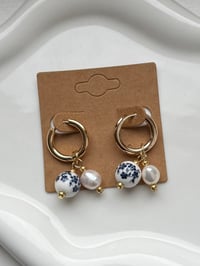 Image 2 of Gold Greek Style Pearl Huggies