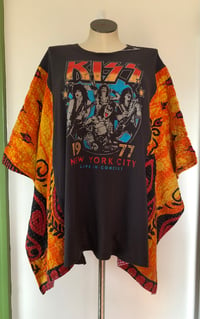 Image 1 of Upcycled “KISS” vintage quilt poncho