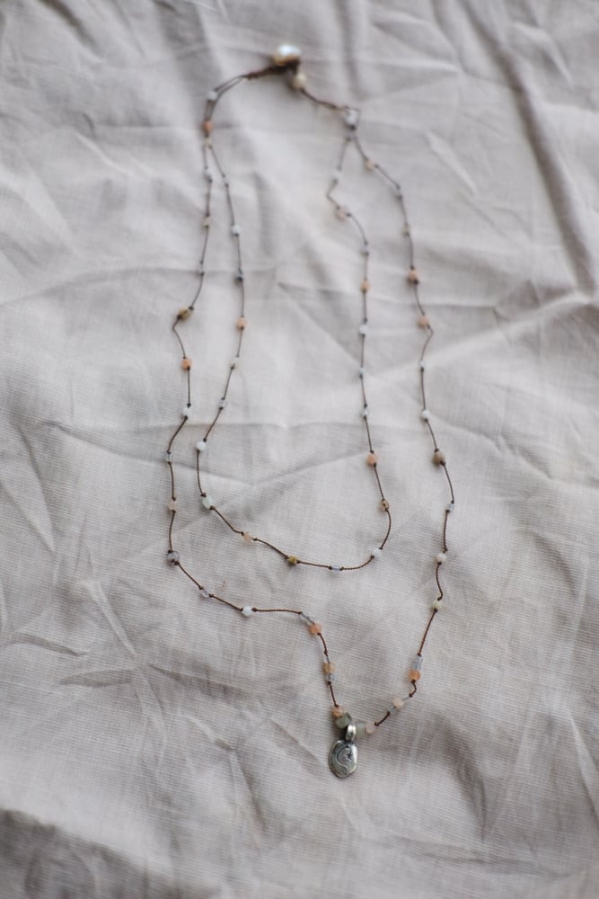 Image of Snakeskin crystal beaded necklace