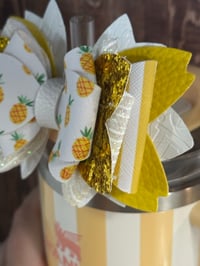 Image 3 of Pineapple Tropical Fruit Tumbler Straw Topper Bow