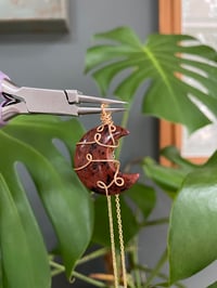 Image 2 of Red Obsidian Gold Moon Necklace 