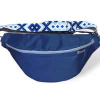 Image 1 of Large navy waterproof bumbag with grey zip