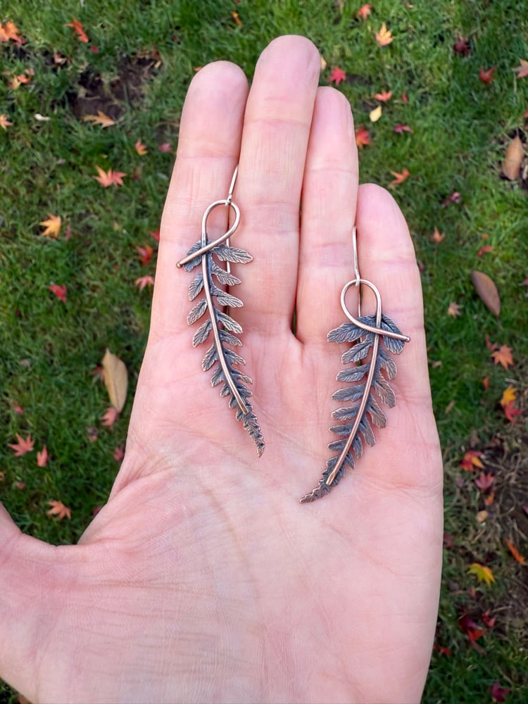 Image of Copper Autumn Fern Dangle Earrings
