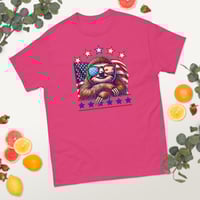 Image 3 of Retro American Sloth Flag Stars Unisex T-shirt