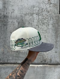 Image 4 of GRAY SUEDE BRIM MULTI TONE OAKLAND ATHLETICS CUSTOM FITTED CAP