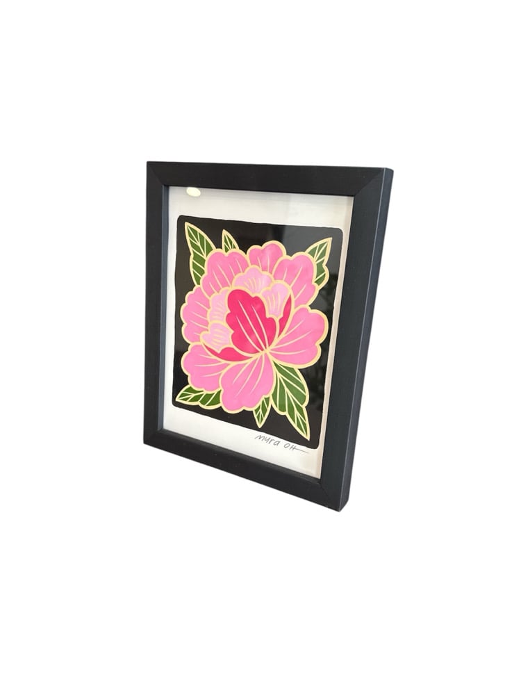 Framed “Pink Peony” Original Painting | Myra Oh
