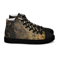 Image 14 of Black and Gold Tattered Textured Look Goth Women’s high top canvas shoes