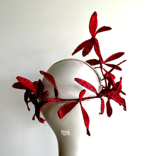 Image of Red raffia headpiece  SOLD