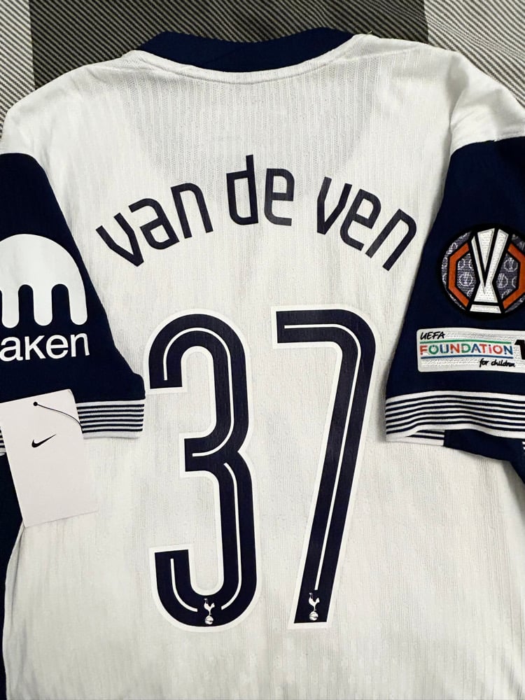 Image of Tottenham Hotspur “VAN DE VEN 37” Vaporknit 2024/25 Home Europa Final Shirt, Large