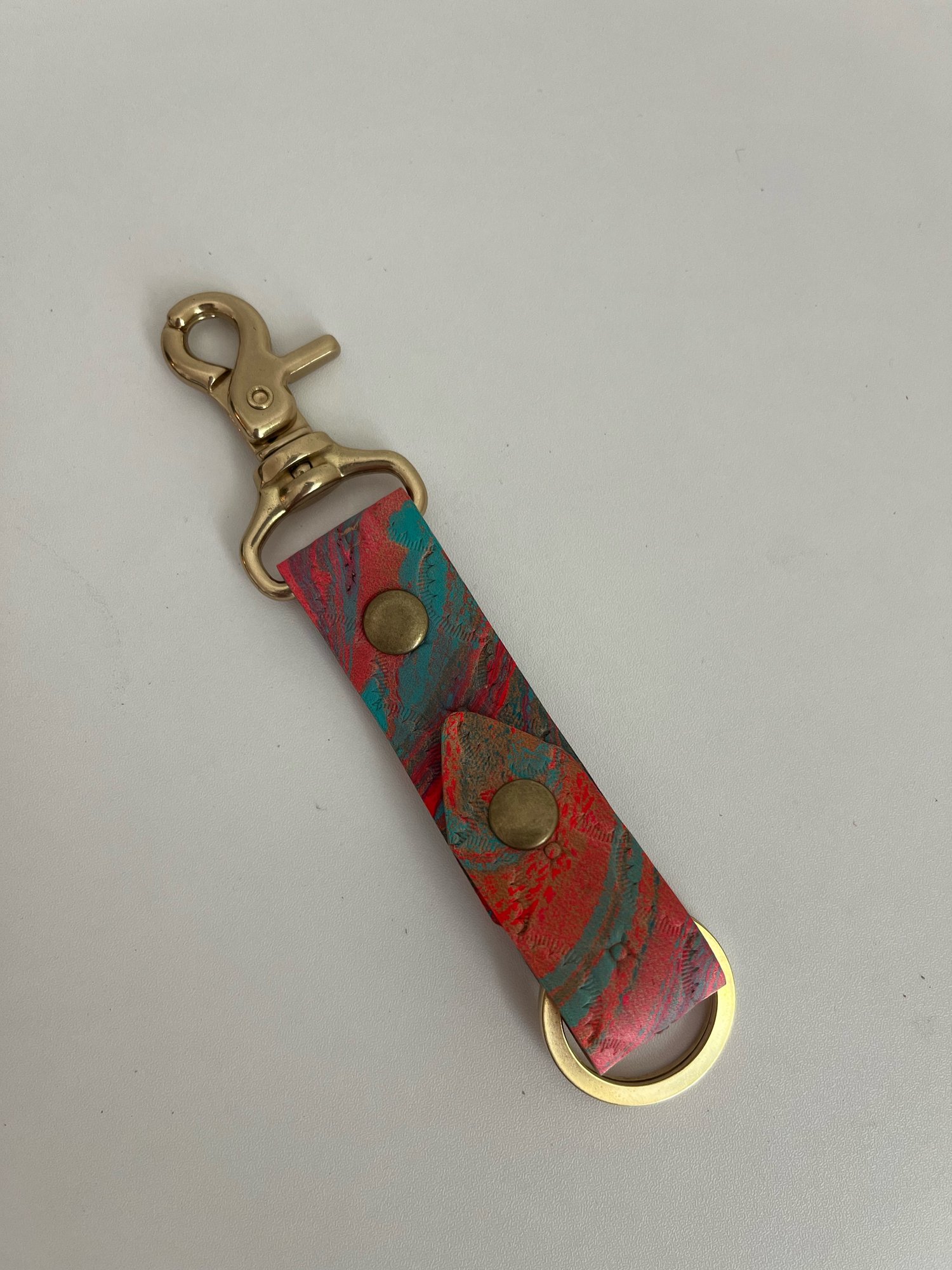 Image of Neon Pink/Turquoise Marbled Long Keychain