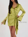 ‘Alexa’ Green Silk Shirt Dress