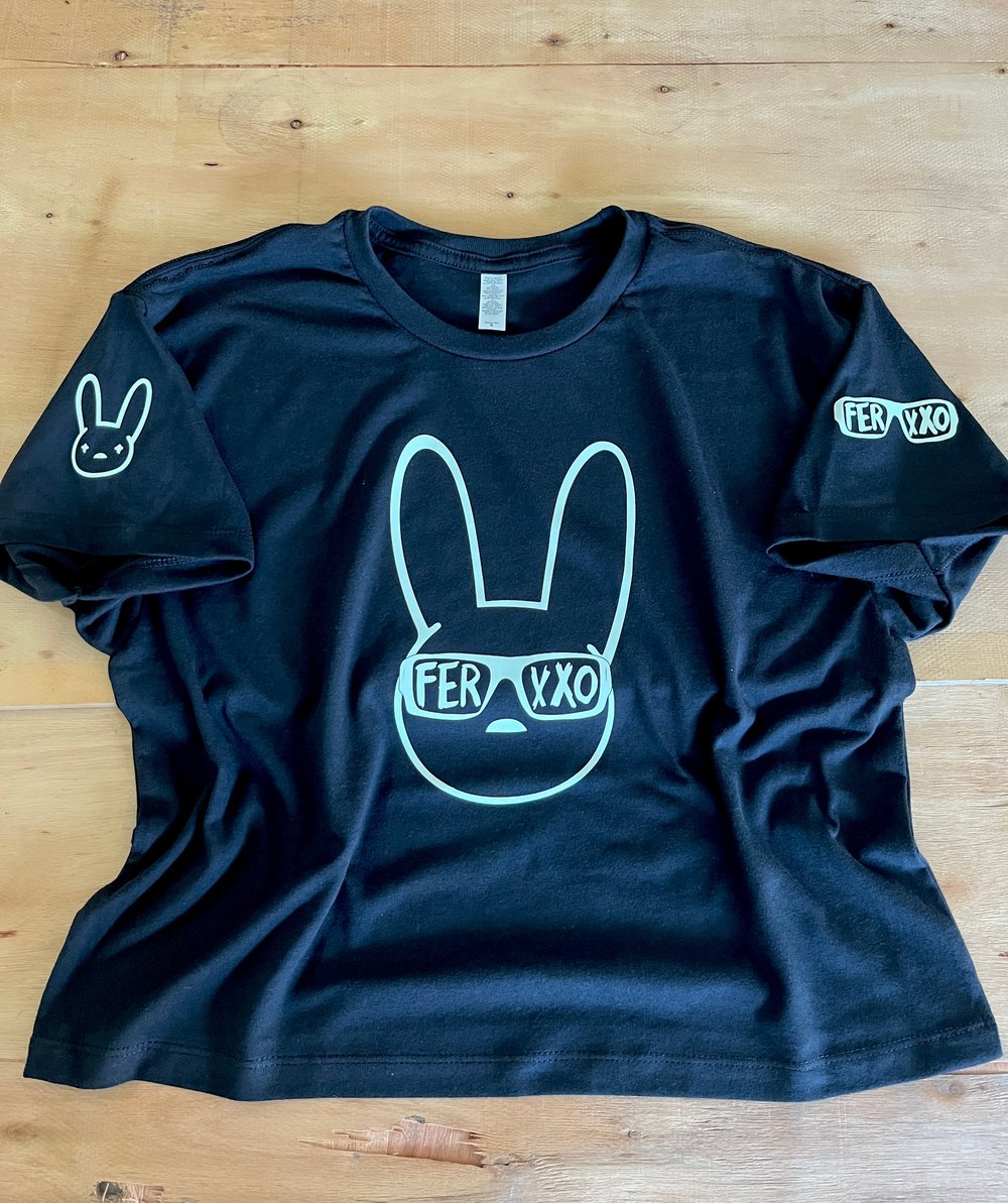 Image of CROP TOP-GLOW IN THE DARK BAD BUNNY FERXXO 