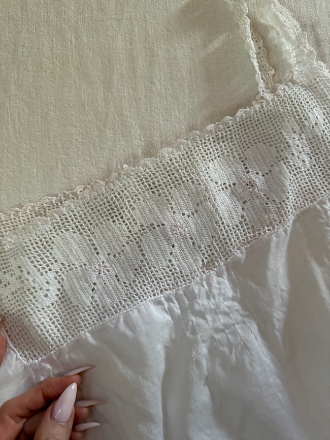 edwardian cotton and crochet floral camisole corset cover tank top