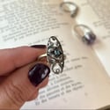Incroyable bague Art Deco 1910 en vermeil et argent, tanzanite et zircons blancs, Taille 52-53