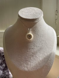 Image 4 of Silver Flower Druzy Agate Slice Crystal Necklace 